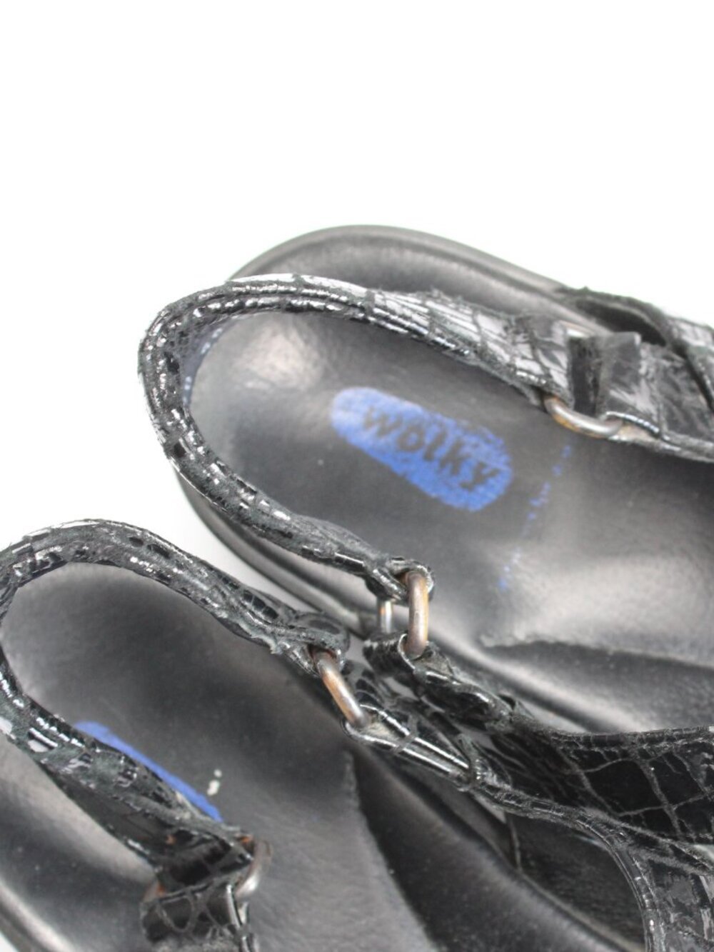 Wolky Black Croco Patent Leather Platform Pichu Sandals Women's Size 40 / 9 US - Picture 7 of 9